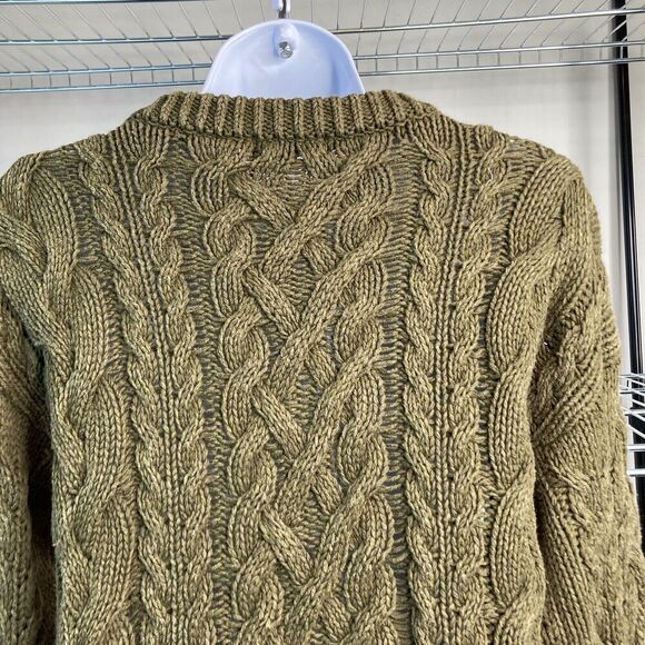 525 America Olive Green Cable Knit Cotton Sweater Size XS Elevated Basics Layers - Picture 9 of 11